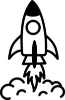 A hand drawn style icon showing a space rocket vector