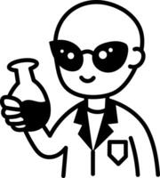 A hand drawn style icon representing an alien scientist vector