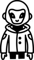 A hand drawn style icon showing an alien suit vector