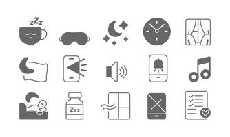Sleep and Bedtime Icons and Relaxation Symbols vector