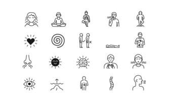 Personal Growth and Wellness Breathwork and Somatic Icons Set vector