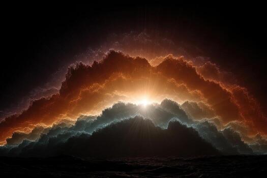 A colorful cloud with the sun shining through it photo