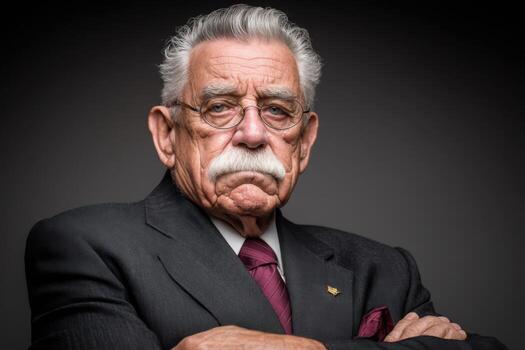 An old man with a mustache and a suit photo
