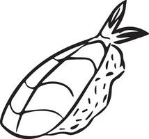 A black and white drawing of a shellfish vector