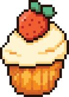 pixel cupcake dessert sweet bakery icon food illustration vector