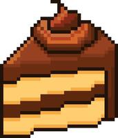 pixel chocolate cake dessert sweet bakery icon illustration vector