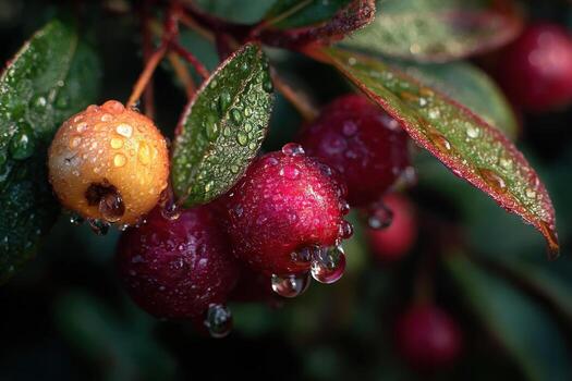 A close up of some berries with water droplets on them photo
