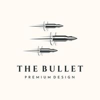 flying bullets vintage logo minimalist illustration design, bullets shot logo design vector