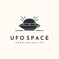 Retro Sunburst UFO vintage logo minimalist illustration design, UFO with a radiating sunburst element symbol design vector
