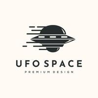 Speed UFO vintage logo minimalist illustration design, UFO in motion, indicated by speed lines logo design vector