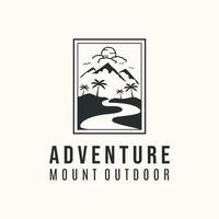 mountain nature view vintage logo illustration design minimalist vector