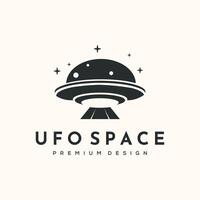 Abduction Beam UFO vintage logo minimalist illustration design, UFO with an abduction beam and surrounding stars symbol design vector