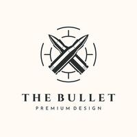 Bullet fire gun icon logo design vintage illustration minimalist vector