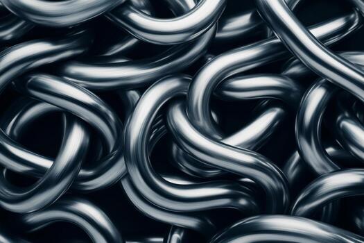 Metallic chains intertwined against a dark background showcasing texture and shine photo