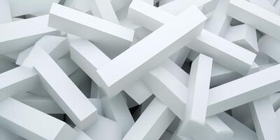 Abstract composition of scattered geometric shapes in white, highlighting simplicity and modern design from an artistic perspective photo