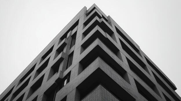 Bold architectural structure with angular design showcasing modern aesthetics in an urban environment photo