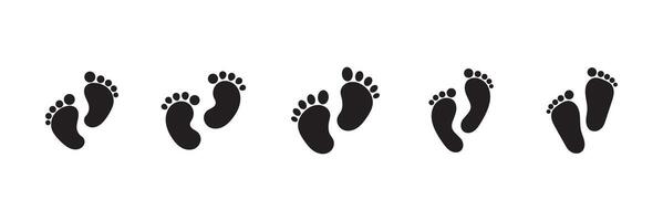 Baby feet icon set with flat design. baby feet icons flat design isolated on white background for web mobile app logo design. vector
