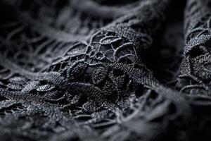 Elegant lace fabric with intricate gothic detailing captured in a detailed macro shot photo