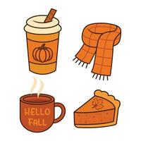 pumpkin spice, scarf, coffee, pie vector