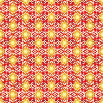 a red and yellow pattern with a sun on it vector