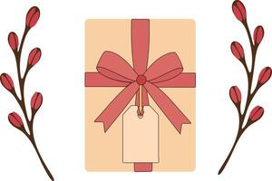 gift box with ribbon and tag vector