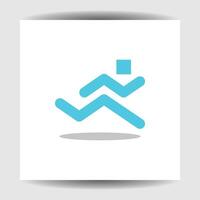 Square headed stickman running vector