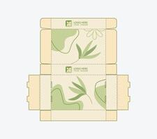 Premium floral gift box design set with elegant leaves and packaging label template elements vector