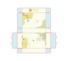 Hand drawn floral and leaves gift box packaging design set for branding and label printing vector