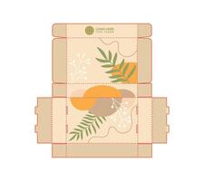 Nature inspired product packaging and label gift box set with floral and plant illustrations vector