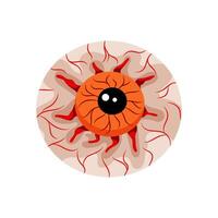 Spooky eyeball with red veins. illustration for Halloween horror designs, posters, and creepy party themes. vector