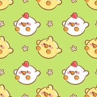 A charming seamless pattern featuring kawaii chicks. The design showcases bright colors and cute expressions, making it perfect for childrens products, fabric, and playful stationery vector
