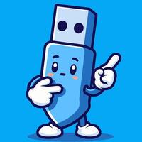 Usb drive character with two fingers up and pointing vector