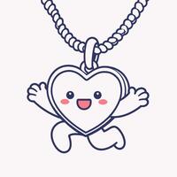 Cute Cartoon Heart Pendant with Happy Face vector