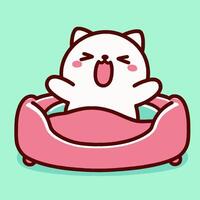 A cartoon cat laying in a pink bed vector