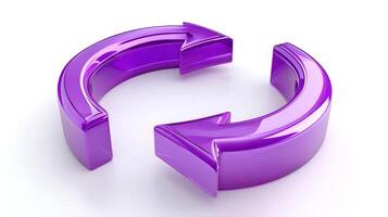Circular rotating purple arrows forming a cycle on white background photo