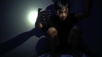 Mysterious Shadow Against Dark Wall video