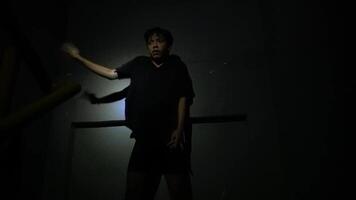 Dramatic Silhouette in Dark Room video