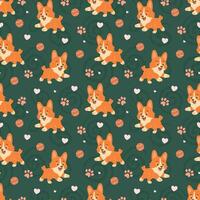 Corgi pattern with playful designs vector