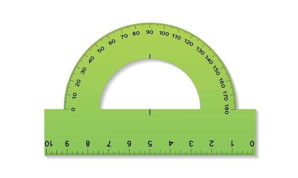 Green Protractor Ruler Flat Illustration with Shadow Isolated on White Background vector