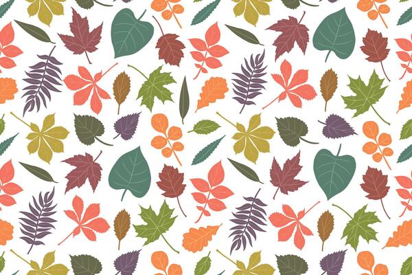 Fall Trees Leaves Pattern for Autumn Card, Banner, Sticker.