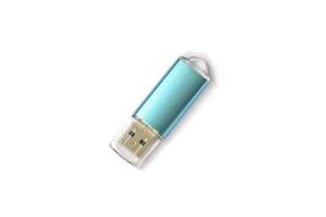 USB flash drive turquoise isolated on white background. photo