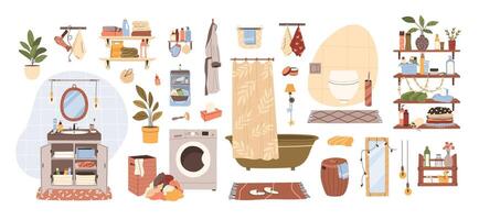 Stylish bathroom decor and essentials vector