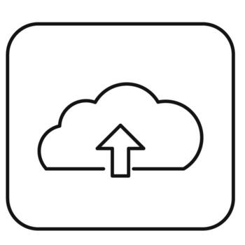 Cloud upload icon with arrow pointing up in a rounded square outline for technology concepts vector