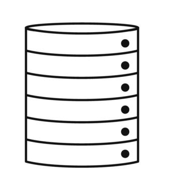 Data storage icon represents database server and information in a simple graphic symbol vector