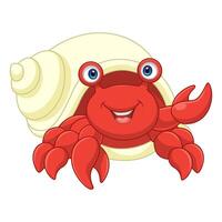 Cartoon cute hermit crab on white background vector