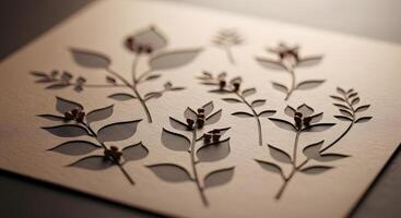 A paper cutout of leaves and flowers photo