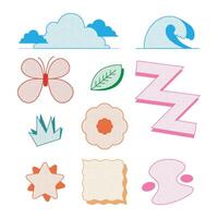 Set Halftone Shape Cartoon Icon Illustration vector