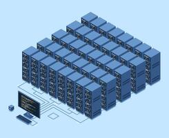 Illustration of a data center with servers vector
