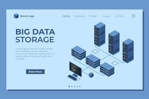 Big data storage illustration and interface vector