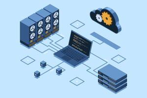 Illustration of cloud infrastructure and servers vector